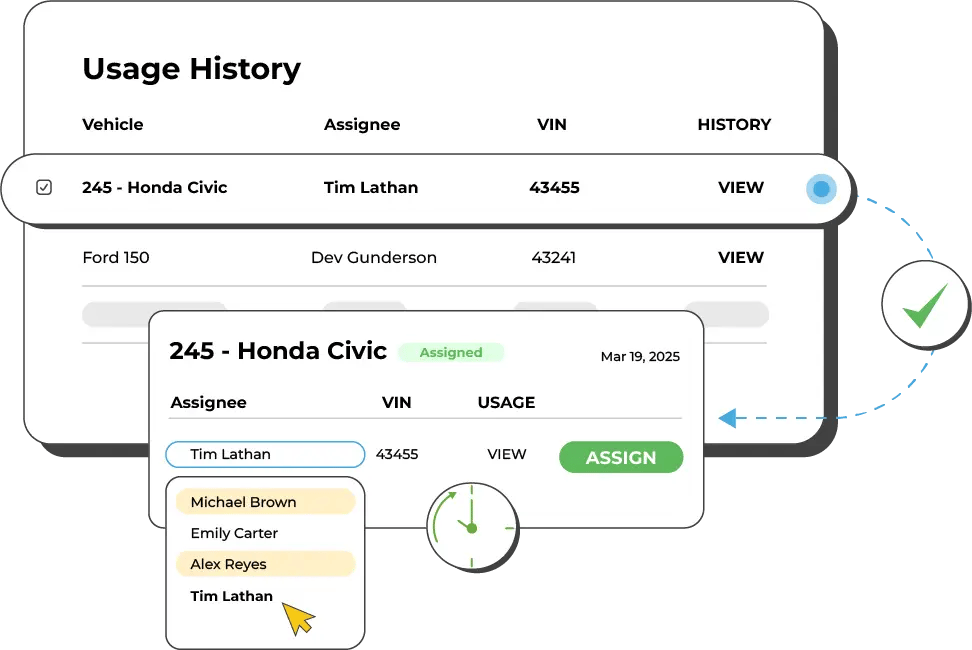 Assign Vehicles and Track Usage History