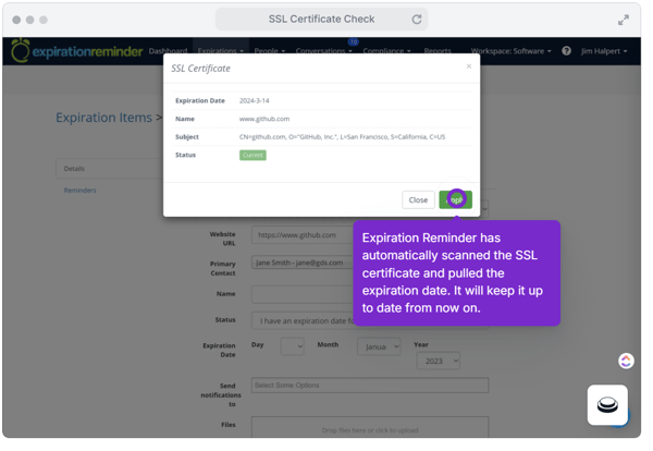 SSL certificate check
